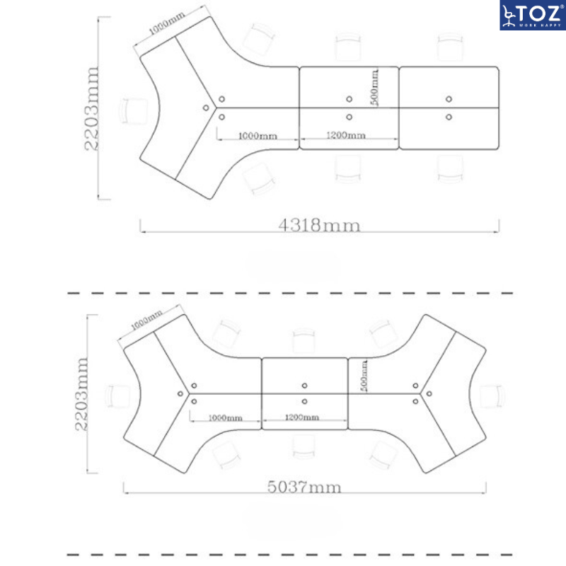 TOZ Module bàn Fiona FI08-D 8 người 10 kich thuoc